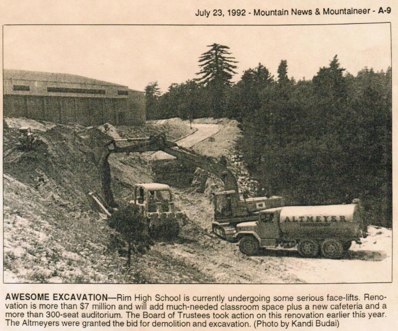 Excavation For Rim High School Performing Arts Building